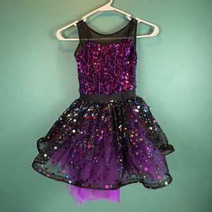 Weissman Purple Sequin Ombre Tulle Dance Costume Leotard Dress MC